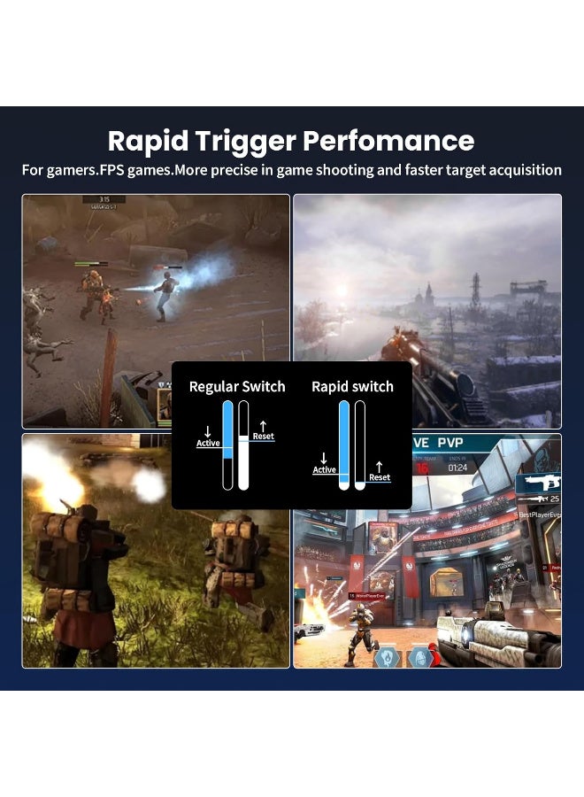 هجوم القرش X68 HE 8000Hz Rapid Trigger Keyboard, 0.01mm RT Accuracy Wired Gaming Keyboard with Magnetic Switch, Adjustable Actuation, Rapid Trigger, Snap Tap, RGB Lighting for PC/Mac, Moonlit Night - Image 3
